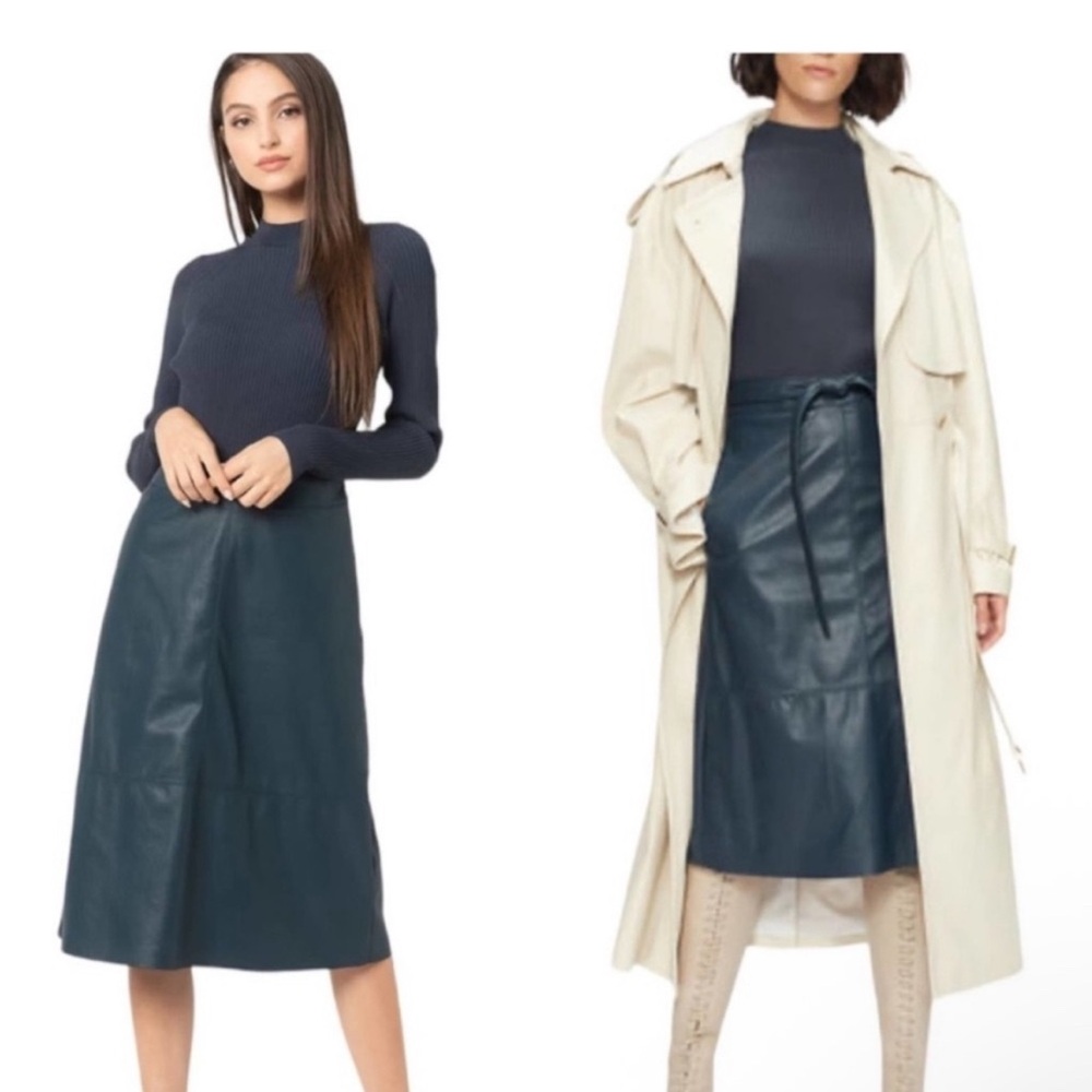 Ted Baker Mock Neck Midi Dress with Faux Leather Skirt